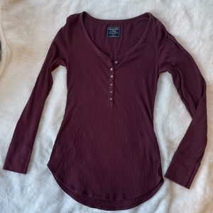 Abercrombie & Fitch, long-sleeve fitted tee, maroon. Barely worn.
